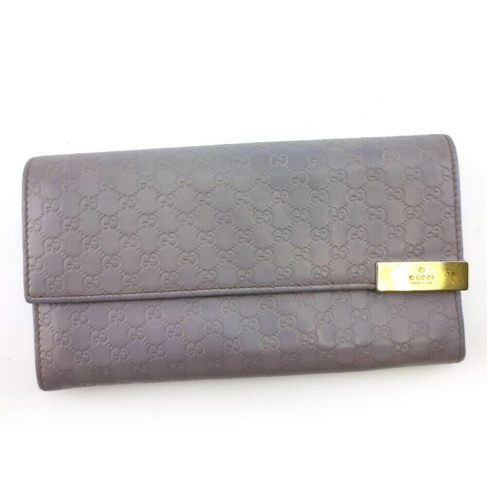Gucci Long Wallet Microgucci Shima Leather Authentic Gem